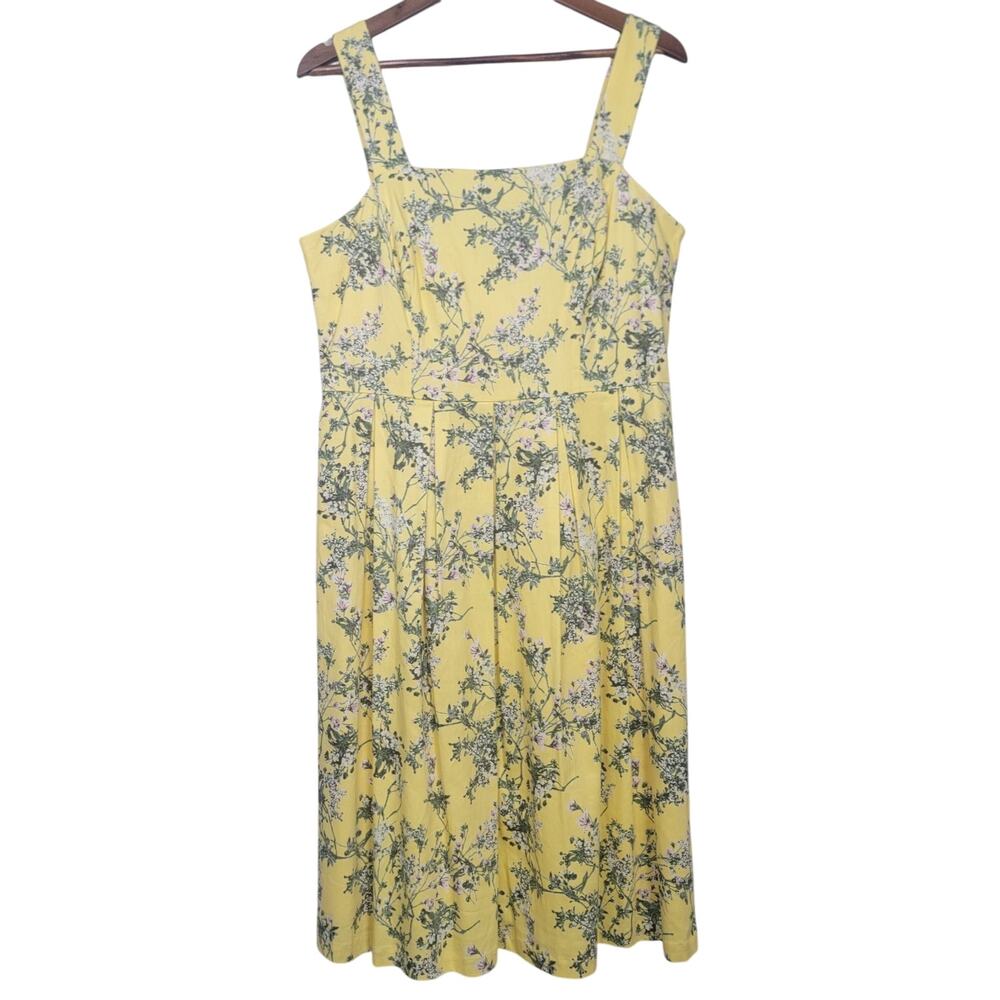 NWT Alex Marie Womens 14 Yellow Floral Fit & Flare Sleeveless Dress